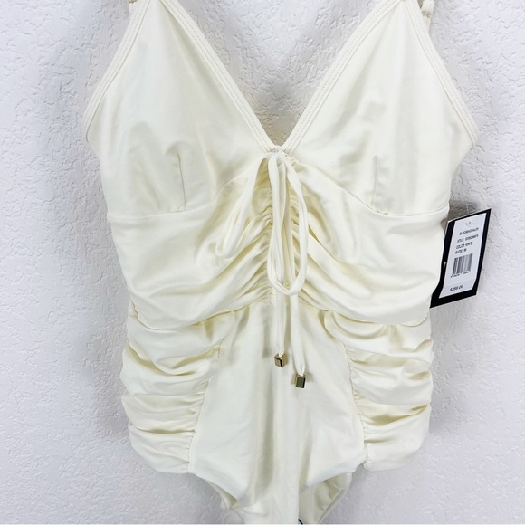 Nicholas Fatima Shirred One-Piece Swimsuit White Tie Size Medium M NWT - Picture 3 of 9